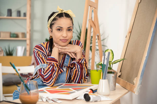 istock Portrait of a beautiful, young painter 1388936278