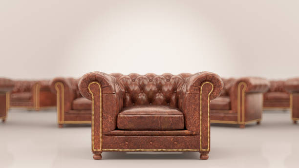Leather loft sofa isolated.3d rendering