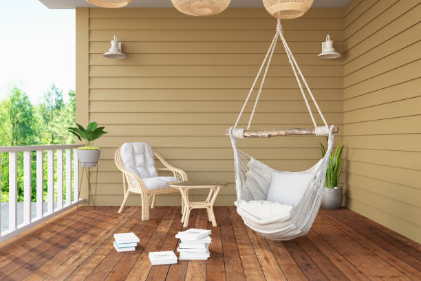 Cozy Porch with Hammock and Books