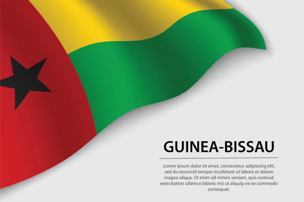 白い背景にギニアビサウの波旗。バナーまたはリボン ベクター テンプレート - guinea bissau flag点のイラスト素材／クリップアート素材／マンガ素材／アイコン素材