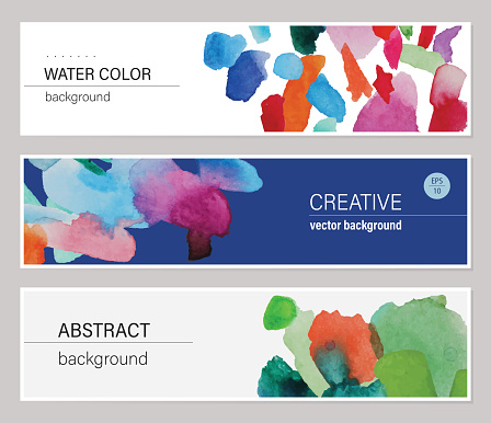 Set of three watercolor backgrounds with copy space text.
