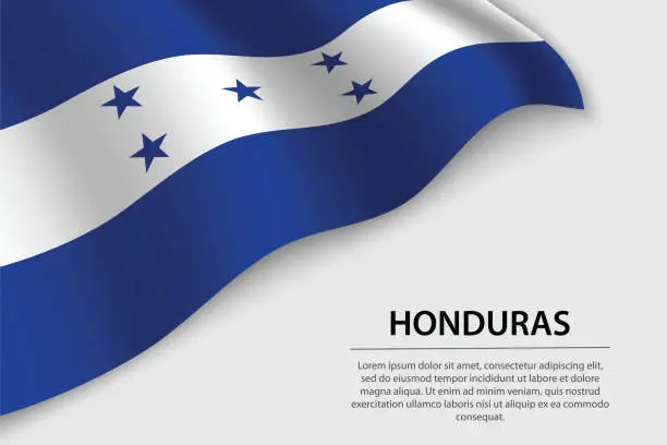 Vector illustration of Wave flag of Honduras on white background. Banner or ribbon vector template