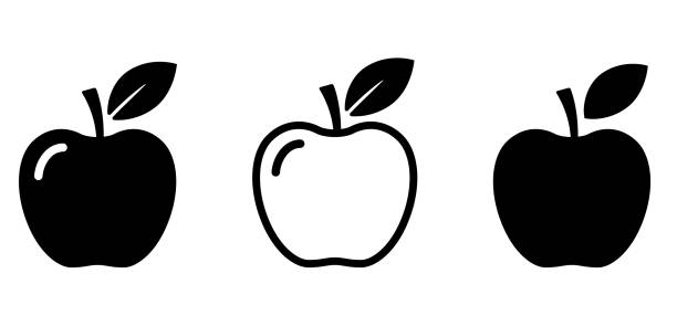 4,000+ Black And White Apple Stock Illustrations, Royalty-Free