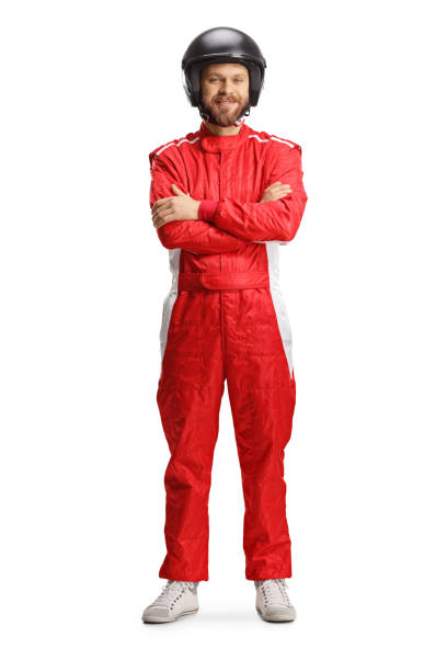 istock Racer with a helmet and a red suit 1388943510