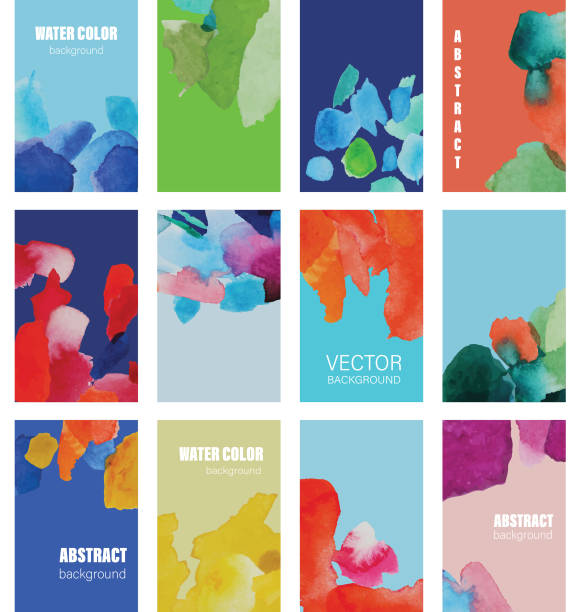 추상적인 물 색 배경의 활기찬 세트 - blob splattered art abstract stock illustrations