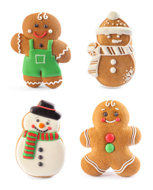 istock Set of different Christmas shaped cookies on white background 1388947192