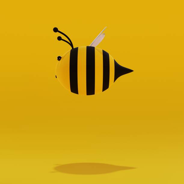 istock Character of cute bee on yellow background. 3D render 1388948130