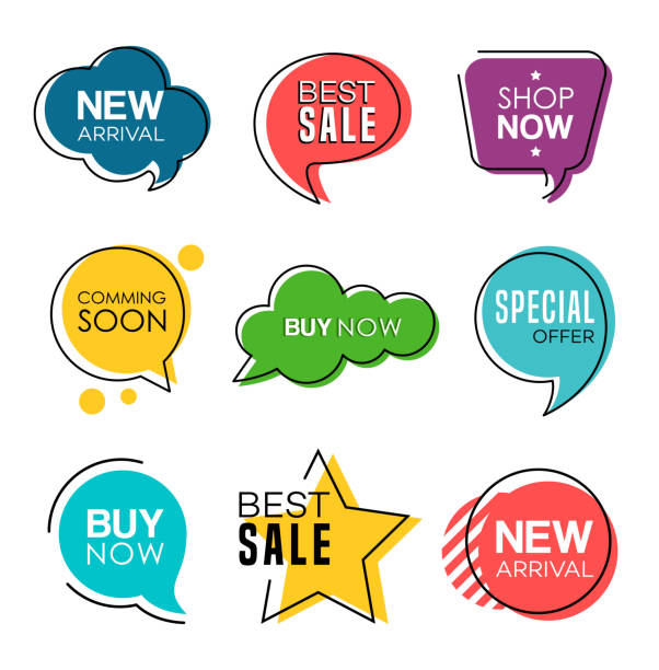 Sale Tags in Speech Bubbles Design Vector illustration of the Sale Tags in Speech Bubbles Design. green word bubble stock illustrations