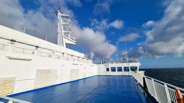 Scenic view of cruise ship deck and ocean