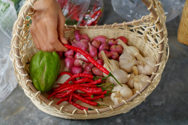 istock Hand holding a basket filled with vegetables 1388975089
