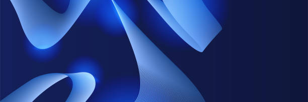 istock Wave networking neon style blue wide banner design background. Abstract banner design with dark blue technology geometric background. Vector illustration 1388976935