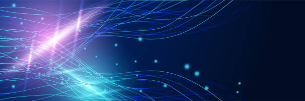 istock Abstract neon style blue wide banner design background. Abstract 3d banner design with dark blue technology geometric background. Vector illustration 1388979909