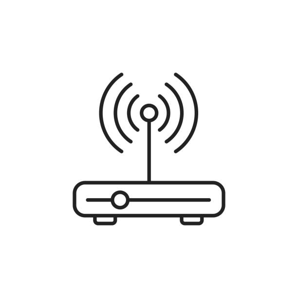 Wifi router settings icon. High quality black vector illustration. Wifi router settings icon. High quality black vector illustration. computer network router communication internet stock illustrations