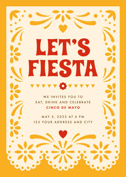 Cinco de Mayo Party. Party invitation with floral and decorative elements. vector art illustration