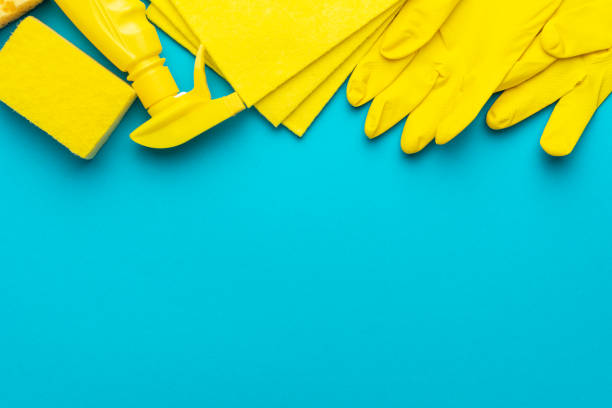 istock flat lay image of yellow cleaning products with copy space 1388991180