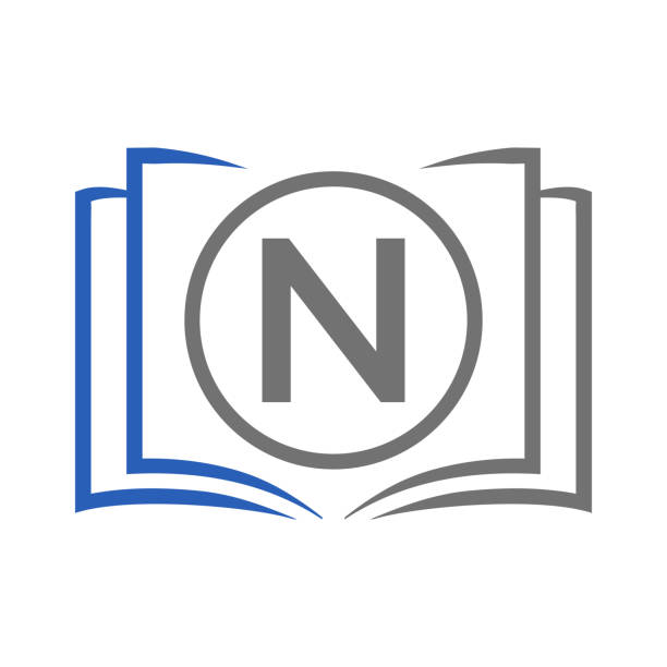 логотип образования на шаблоне letter n. логотип open book on n letter, шаблон концепции начального образовательного знака - n train stock illustrations
