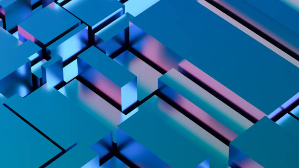 istock 3D Abstract Iridescent Geometric Shapes Background 1388991505