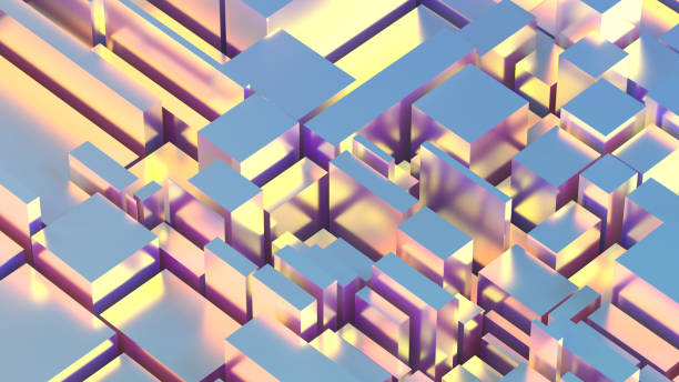 istock 3D Abstract Iridescent Geometric Shapes Background 1388991626