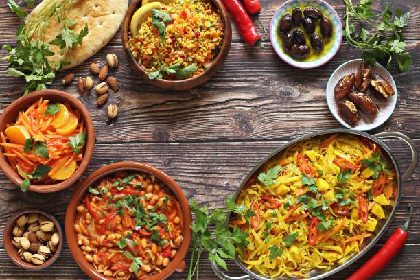 istock Traditional African dishes assortment. 1388992750