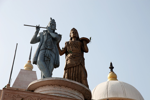 Lord Krishna sculpture in temple.