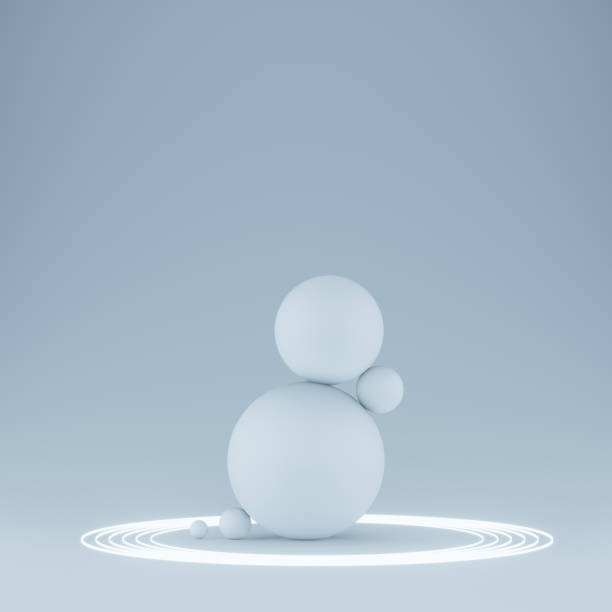 istock Light blue spheres balance with glowing circle 1388994474