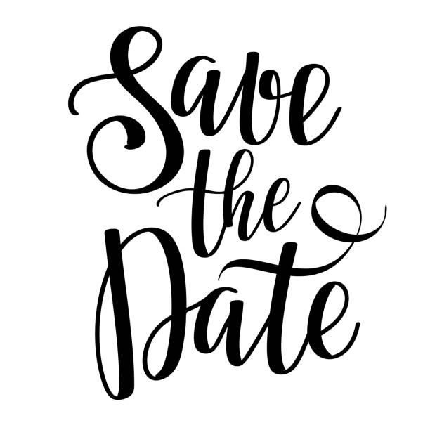 Save the date lettering phrase. Vector illustration Save the date lettering phrase. Vector illustration. save the date font stock illustrations