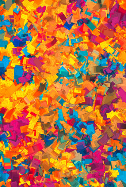 Multicolored rectangles stacked up and pushed in each other, happy wallpaper