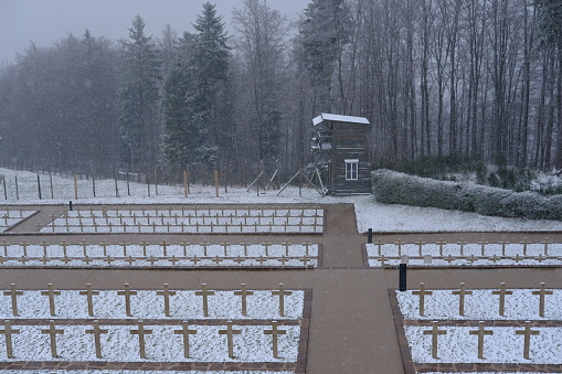 Natzwiller, France - 04/01/2022 : A general view of the memorial and the graveyards of the Struthof.