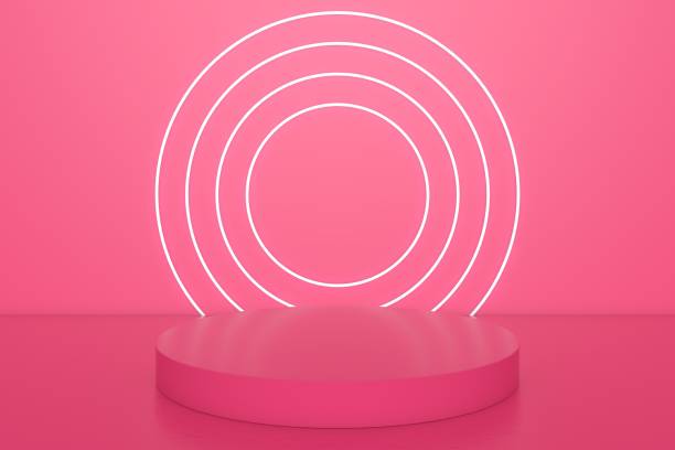 istock 3d rendering exhibition background, blank stand for product presentation 1389011542
