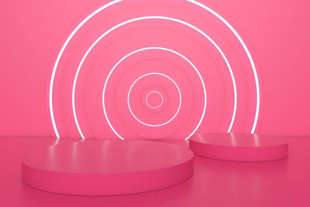 istock 3d rendering exhibition background, blank stand for product presentation 1389011805