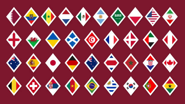 stockillustraties, clipart, cartoons en iconen met set of national flags. vector illustration. - qatar football
