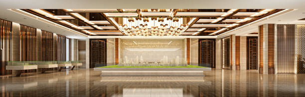 istock 3d render luxury hotel lobby entrance 1389026020