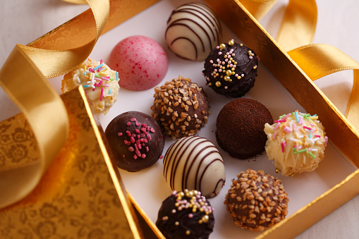 Chocolate Bonbons in Golden Box