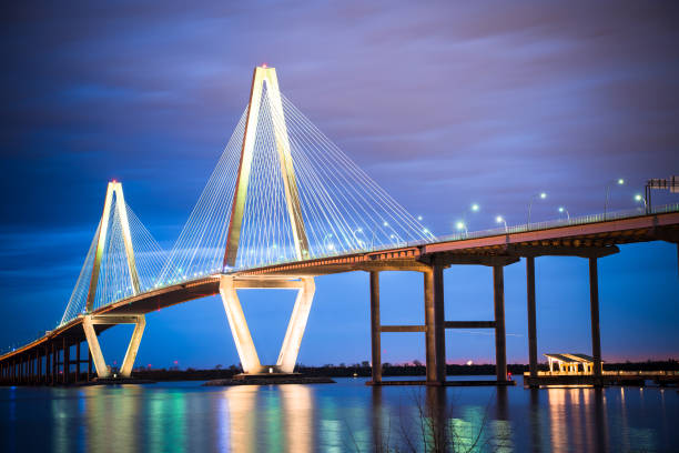 istock Arthur Ravenel Jr Bridge seen at night 1389027530