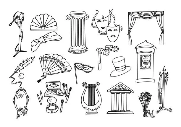 Vector illustration of Theater Doodle Set