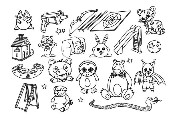 Vector illustration of Kids Toys Doodle Set