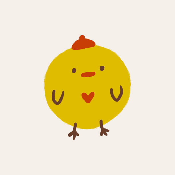 illustrations, cliparts, dessins animés et icônes de mignon pâques amical bébé poulet oiseau printemps art illustration minimaliste dans le style kawaii - animal young bird baby chicken chicken