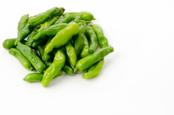 Shishito green pepper on white background