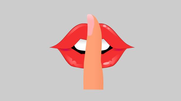 ilustraciones, imágenes clip art, dibujos animados e iconos de stock de signo shhh - finger on lips illustrations