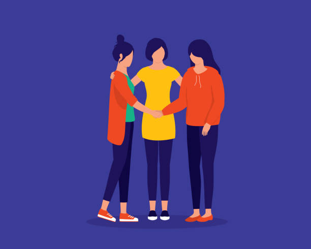 우정 화해. - three people women teenage girls friendship stock illustrations