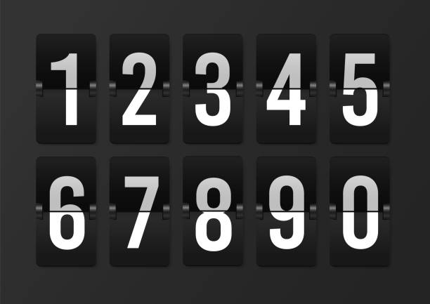 カウントダウンスコアボード番号。スコアベクトル現実的な時刻表。機械レトロ空港フリップボード。カウンターモックアップ - フリップチャート点のイラスト素材／クリップアート素材／マンガ素材／アイコン素材