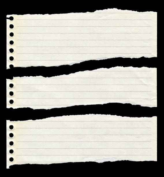 página do bloco de papel rasgado fundo de textura isolado - bulletin board note pad lined paper paper - fotografias e filmes do acervo