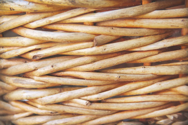Woven basket crafts pattern with seamless texture for brown background