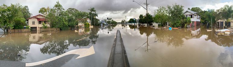 Lismore, Australia - March 31st, 2022: Flooded streets in Lismore, NSW, Australia