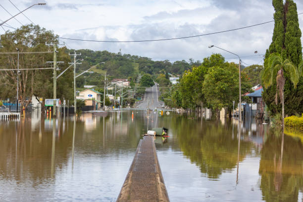 Flooded streets in Lismore, NSW, Australia stock photo