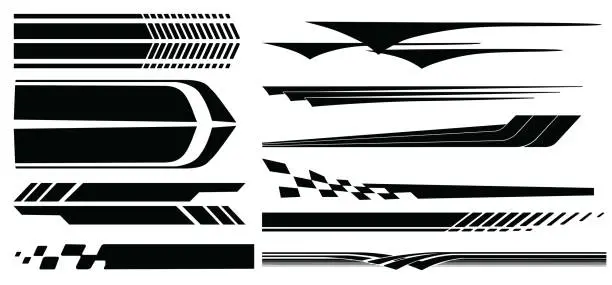 Vector illustration of Car, Motorcycle Racing Vehicle Graphics,