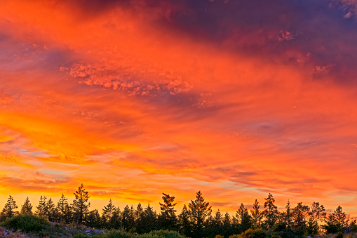 Dramatic sunset on  Vancouver Island, British Columbia