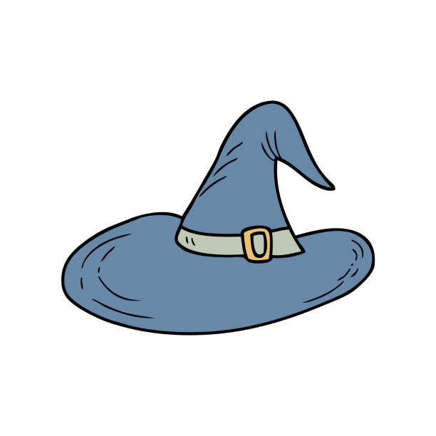 istock Doodle vector drawing of the witchs hat. Perfect for cards, stickers and prints. Hand drawn illustration for decor and design. 1389060931