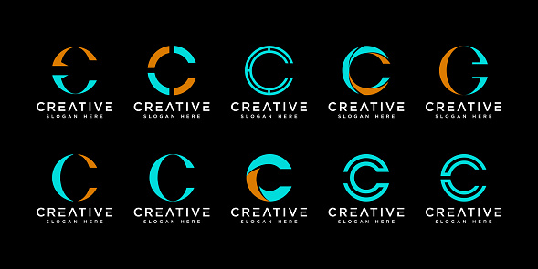 Set of initial letter C logo design template.
