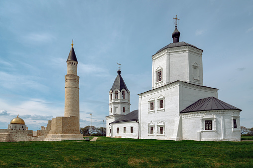 Assumption Church and the Cathedral Mosque on the territory of the Bulgarian State Historical and Architectural Museum-Reserve, Bolgar, Republic of Tatarstan, Russia